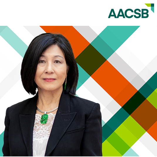 Philanthropist K. Lisa Yang with AACSB logo